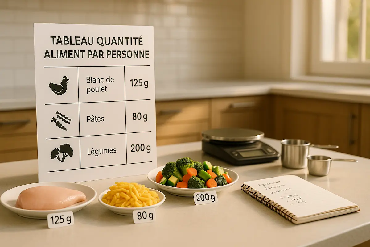tableau quantité aliment par personne