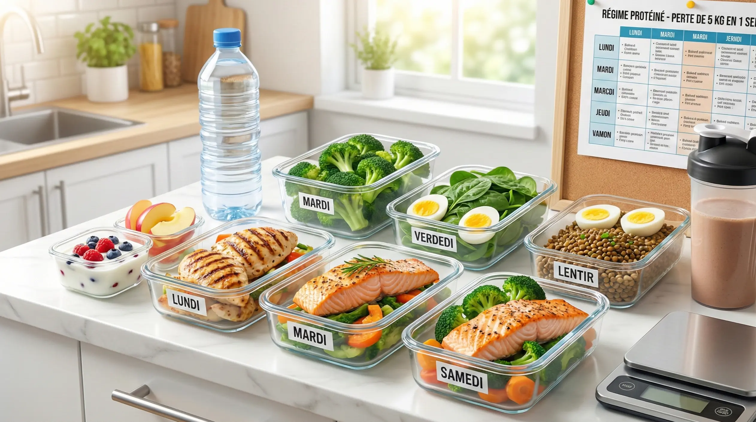 régime protéiné 5 kg en 1 semaine menu