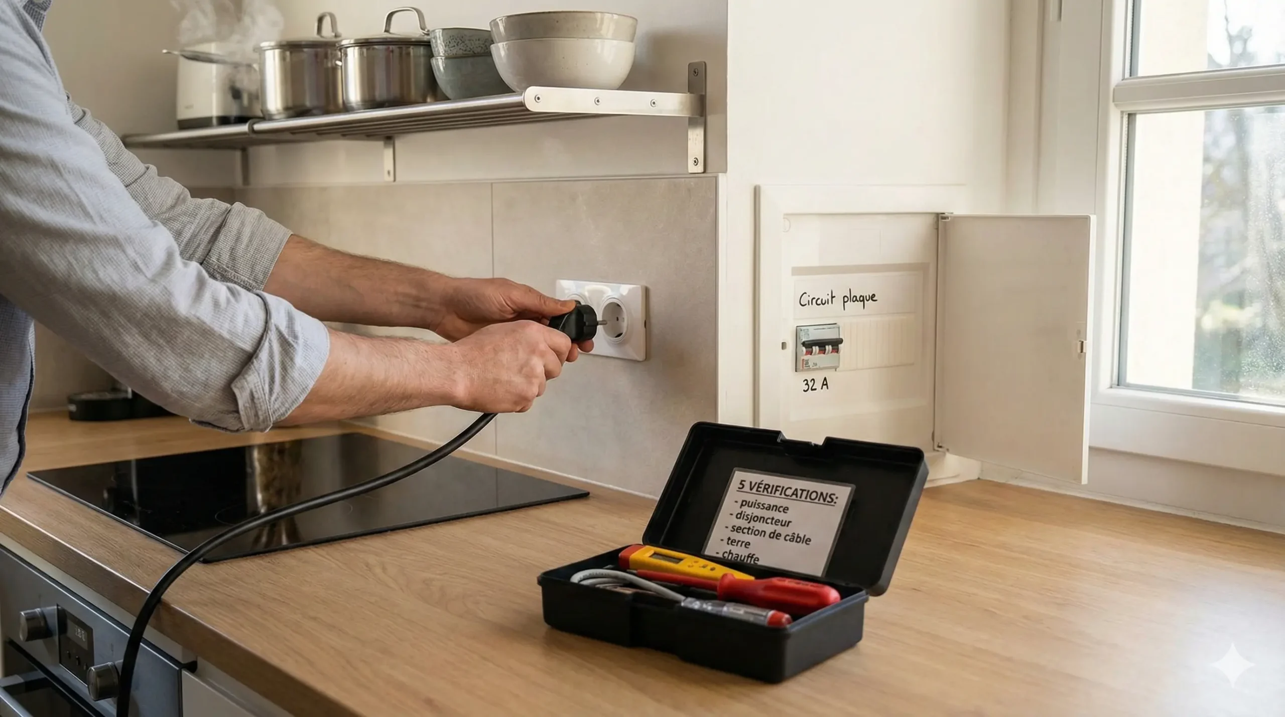 brancher plaque induction sur prise normale