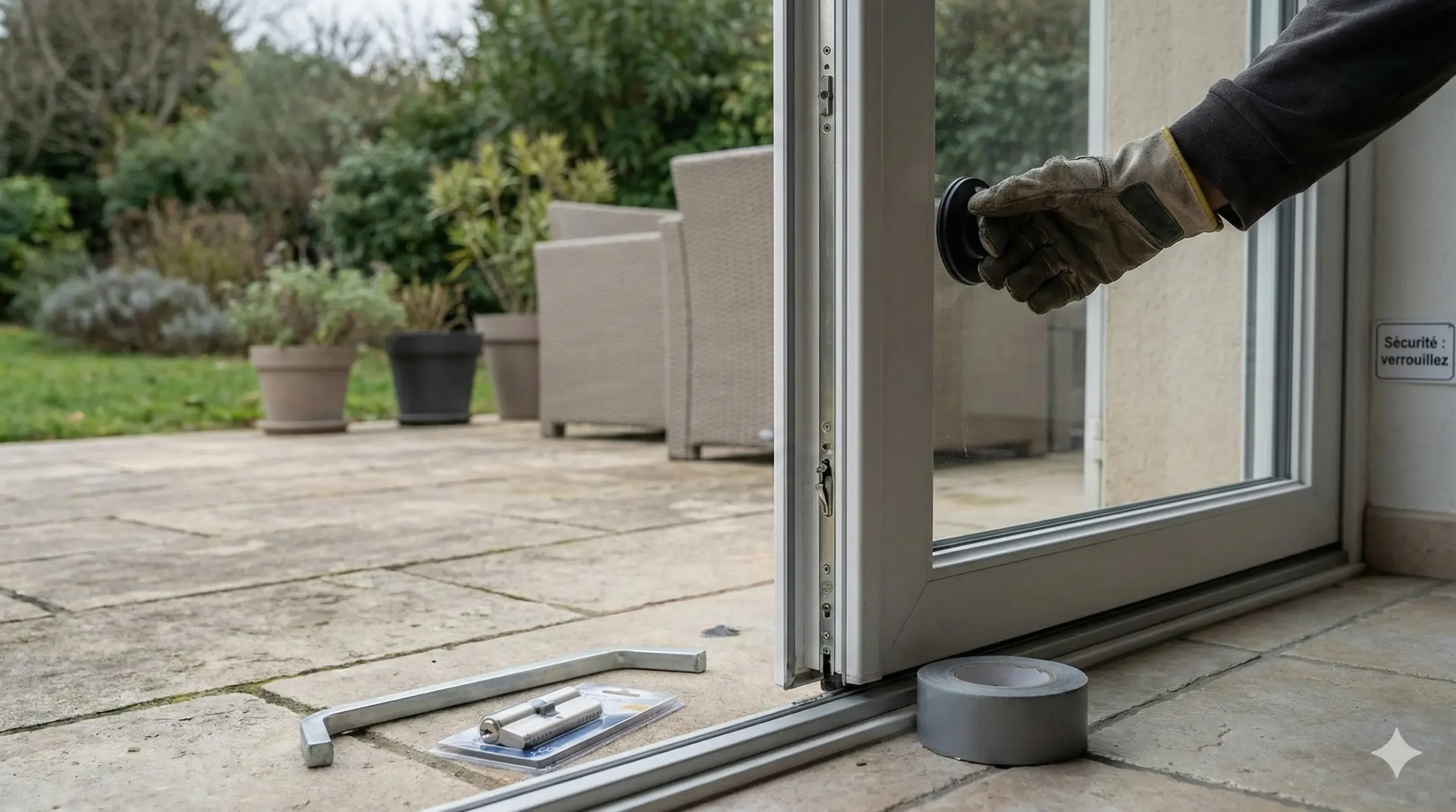 comment fermer une porte fenetre de l'exterieur sans poignee