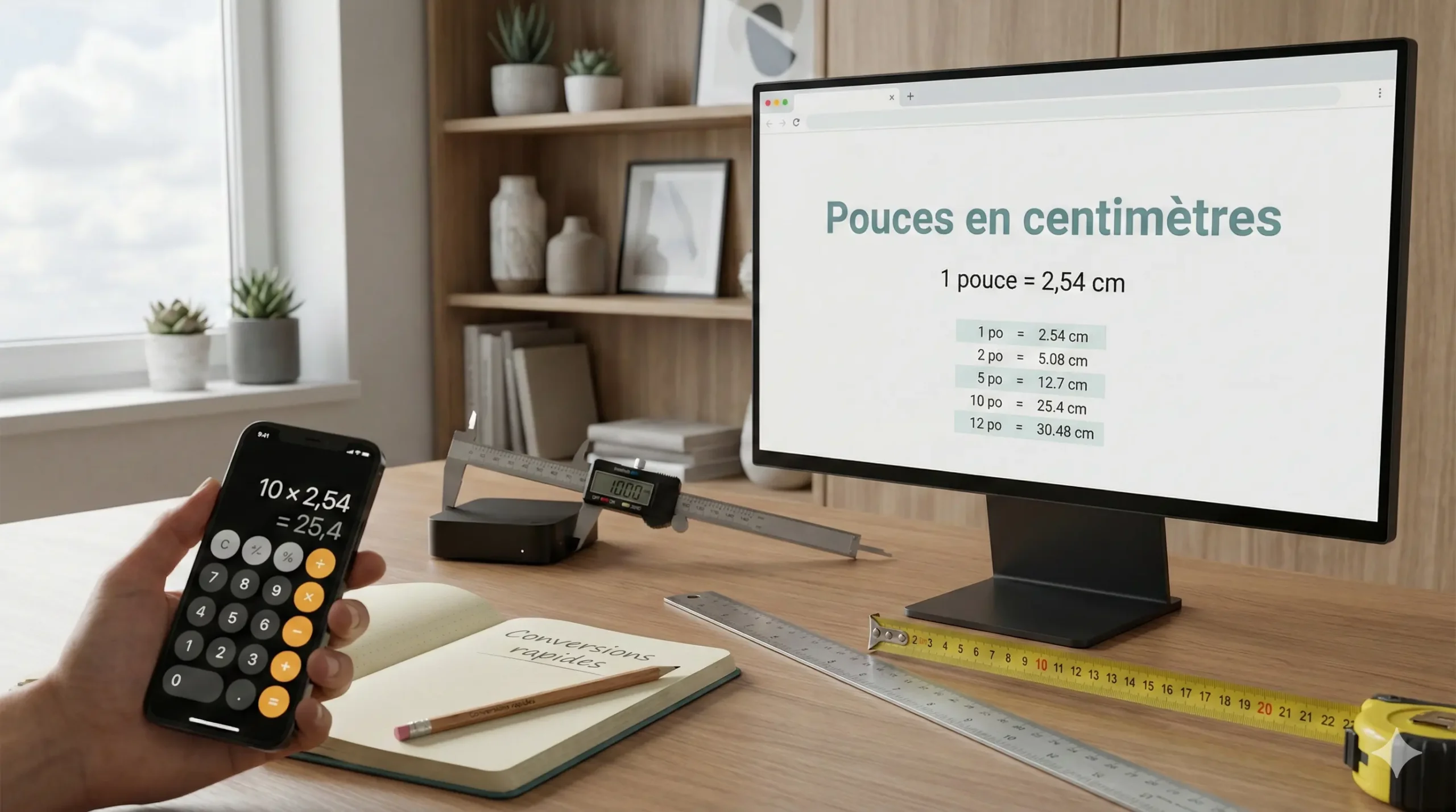 teleplanete.com pouce en centimètres